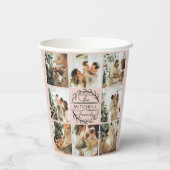 Elegante Blush Roze Eenvoudige Familie Fotocollage Papieren Bekers (Achterkant)