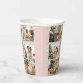 Elegante Blush Roze Eenvoudige Familie Fotocollage Papieren Bekers (Rechts)