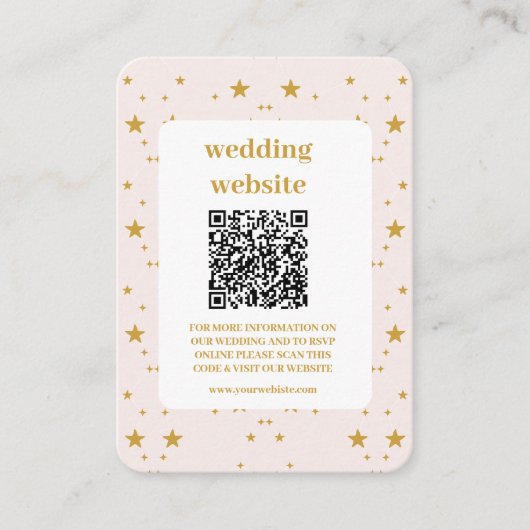 Elegante Blush Roze en Goud Hemelse Bruiloft Informatiekaartje (Voorkant)