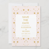 Elegante Blush Roze en Goud Hemelse Bruiloft Save The Date (Voorkant)