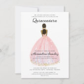 Elegante Blush Roze en Gouden Glitter Quinceanera Kaart (Voorkant)