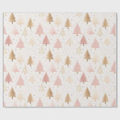 Elegante Blush roze en gouden kerstboom Cadeaupapier (Vlak)