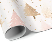 Elegante Blush roze en gouden kerstboom Cadeaupapier (Rol Hoek)