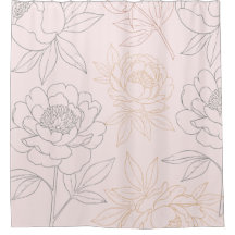 Elegante Blush Roze en Gouden Pioenenbloem Patroon