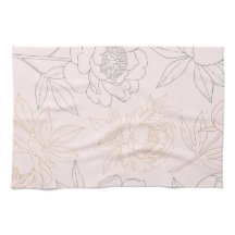 Elegante Blush Roze en Gouden Pioenenbloem Patroon