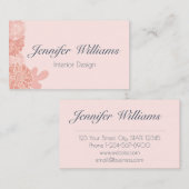 Elegante blush roze en marineblauwe bloemen visitekaartje (Voorkant / Achterkant)