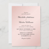 Elegante Blush roze en zwart minimalistische bruil Kaart (Voorkant)