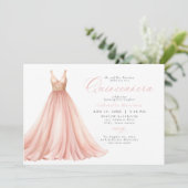 Elegante Blush Roze Etherische Jurk Quinceanera Kaart (Staand voorkant)