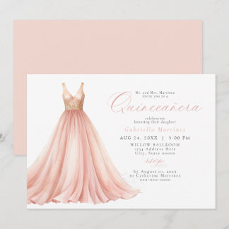 Elegante Blush Roze Etherische Jurk Quinceanera Kaart
