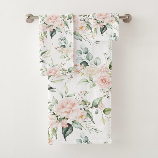 Elegante Blush Roze Eucalyptus Bad Handdoek (Insitu)