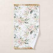 Elegante Blush Roze Eucalyptus Gouden Trim Bad Handdoek (Handdoek)