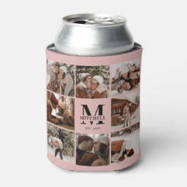 Elegante Blush Roze Familie Fotocollage Keepsake Blikjeskoeler