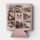 Elegante Blush Roze Familie Fotocollage Keepsake Blikjeskoeler (Achterkant)