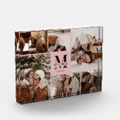 Elegante Blush Roze Familie Fotocollage Keepsake Fotoblokken (Links)