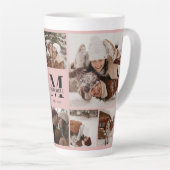 Elegante Blush Roze Familie Fotocollage Keepsake Latte Mok (Rechterhoek)