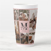 Elegante Blush Roze Familie Fotocollage Keepsake Latte Mok (Voorkant)