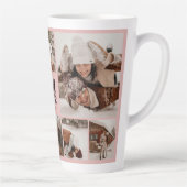 Elegante Blush Roze Familie Fotocollage Keepsake Latte Mok (Rechts)