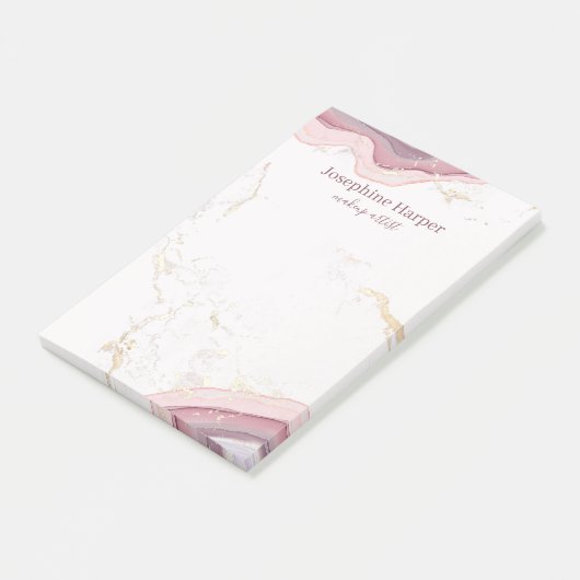 Elegante Blush Roze Geode Gouden Glitter Marmeren  Post-it® Notes (Schuin)