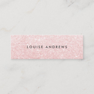 Elegante blush roze glitter eenvoudige witte schoo mini visitekaartje