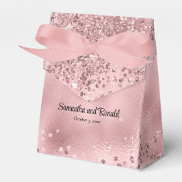 Elegante Blush Roze Glitter & Folie Wedding Favori Bedankdoosjes