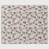 Elegante Blush Roze Gotische Schedels Halloween Cadeaupapier (Vlak)