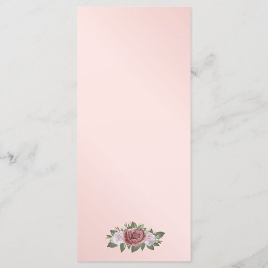 Elegante Blush Roze Goud Bloemen Trouwmenu Menu (Achterkant)