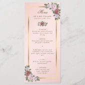 Elegante Blush Roze Goud Bloemen Trouwmenu Menu (Voorkant)