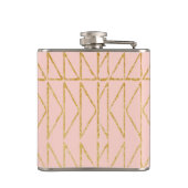 Elegante Blush Roze Goud Geometrische Bruids Huwel Heupfles (Achterkant)