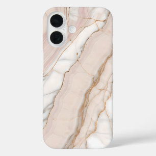 Elegante Blush Roze Goud Marmer iPhone 16 Hoesje