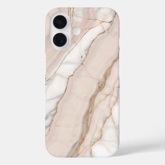 Elegante Blush Roze Goud Marmer iPhone 16 Hoesje