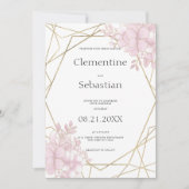 Elegante blush roze goud terrarium bloemenbruiloft kaart (Voorkant)