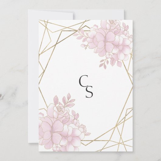 Elegante blush roze goud terrarium bloemenbruiloft kaart (Achterkant)