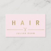 Elegante Blush Roze & Goud Typografie Haarstylist Visitekaartje (Voorkant)