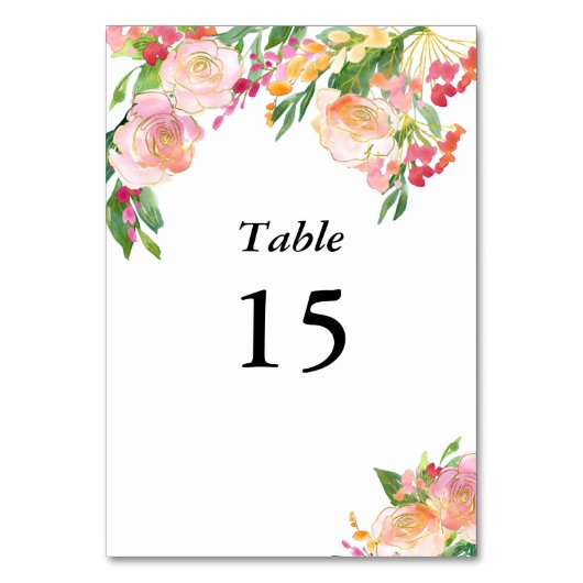 Elegante Blush Roze Gouden Bloemen Kaart (Voorkant)