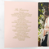 Elegante Blush Roze & Gouden bruiloft Drieluik Programma (Binnenzijde eerst)