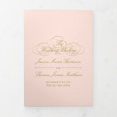 Elegante Blush Roze & Gouden bruiloft Drieluik Programma (Cover)