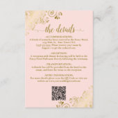 Elegante Blush Roze & Gouden Bruiloft QR Code Deta Informatiekaartje (Voorkant)