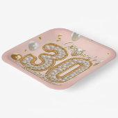 Elegante Blush Roze Gouden Parel Mozaïek 30e Verja Papieren Bordje (Gebogen)