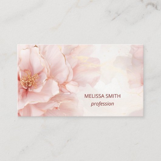 Elegante Blush Roze Gouden Waterverf Bloem Visitekaartje (Voorkant)