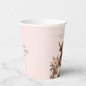 Elegante blush roze HIghland koe babyshower Papieren Bekers (Rechts)