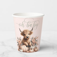 Elegante blush roze HIghland koe babyshower