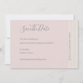 Elegante Blush Roze Houtkorrel Save The Date Weddi Kaart (Voorkant)
