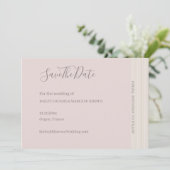 Elegante Blush Roze Houtkorrel Save The Date Weddi Kaart (Staand voorkant)