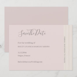 Elegante Blush Roze Houtkorrel Save The Date Weddi Kaart