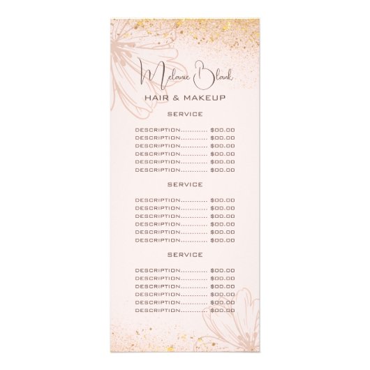 Elegante Blush Roze Ivoorkleurige Bloem Salon Prij Reclamekaart (Voorkant)