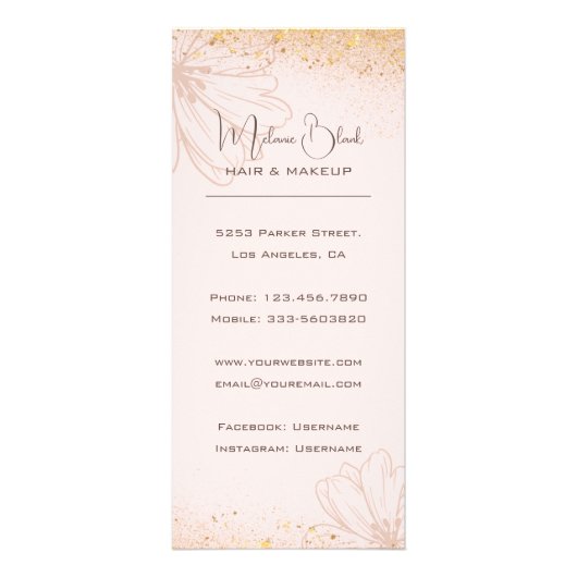 Elegante Blush Roze Ivoorkleurige Bloem Salon Prij Reclamekaart (Achterkant)