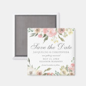 Elegante Blush Roze Ivoren Bloemen Save the Date Magneet (Voorkant / Achterkant)