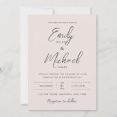 Elegante Blush Roze Kalligrafie Minimale Bruiloft Kaart (Voorkant)