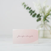 Elegante Blush Roze Kalligrafie Plain Trendy Luxe Visitekaartje (Staand voorkant)