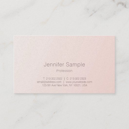 Elegante Blush Roze Kalligrafie Plain Trendy Luxe Visitekaartje (Achterkant)